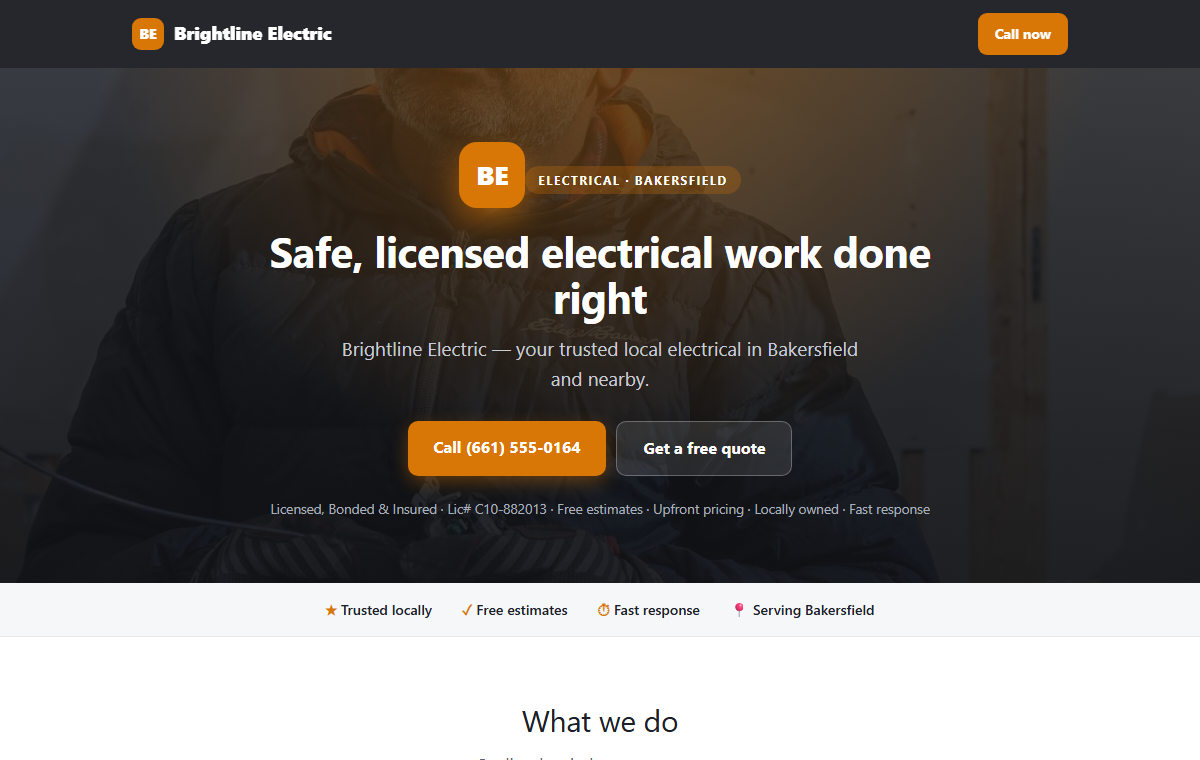 Electrician website sample